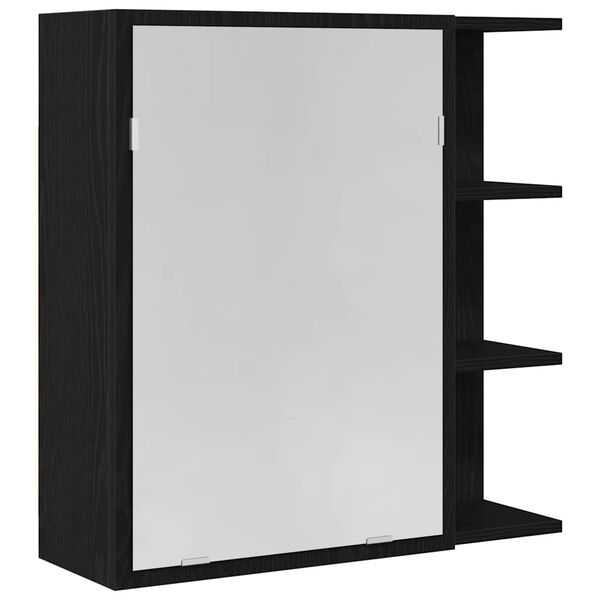 vidaXL Mobiletto per specchio da bagno Rovere Nero 62,5 x 20,5 x 64 cm