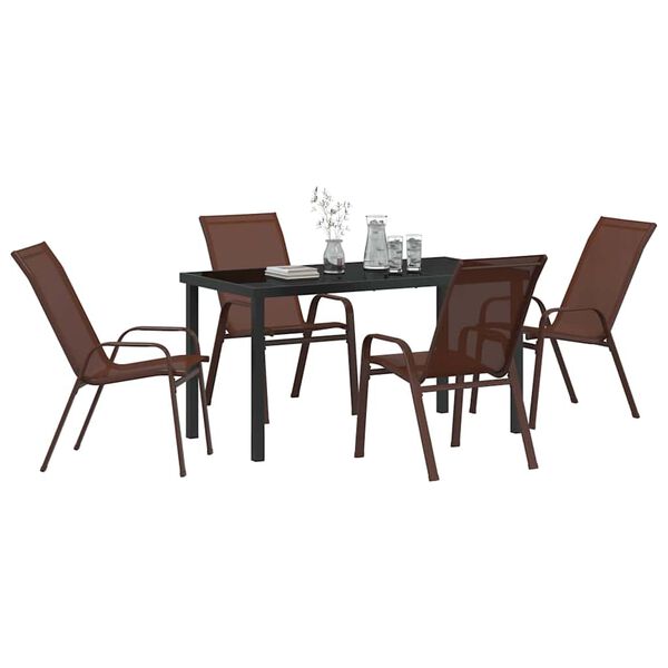 vidaXL Set da Pranzo per Giardino 5 pcs Marrone e Nero