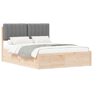 vidaXL Letto con Testiera Rivestita Grigio chiaro 135 x 190 cm