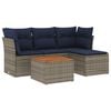 vidaXL Set Divani da Giardino 5 pz con Cuscini Grigio in Polyrattan