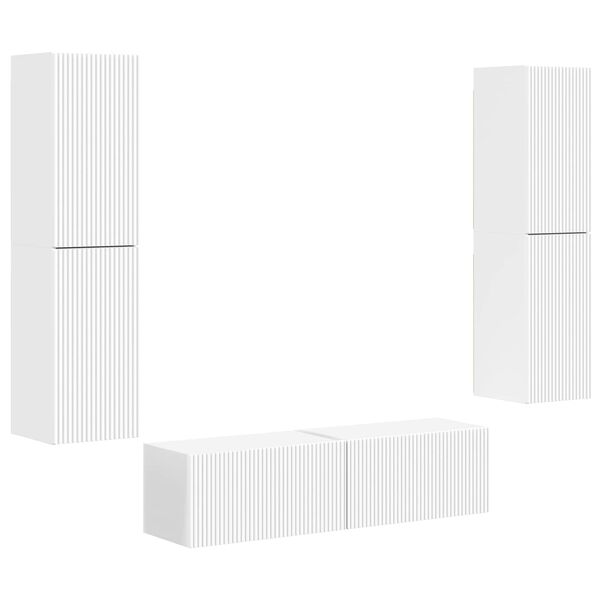 vidaXL Set mobile TV 6 pcs Bianco Legno multistrato