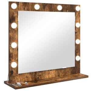 vidaXL Specchio da Vanit&agrave; Rovere fum&eacute; 60 x 55 x 18 cm Rettangolare