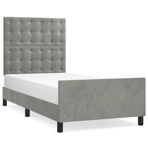 vidaXL Giroletto senza Materasso Grigio Chiaro 90x190 cm Velluto