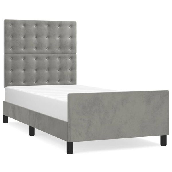 vidaXL Giroletto senza Materasso Grigio Chiaro 90x190 cm Velluto