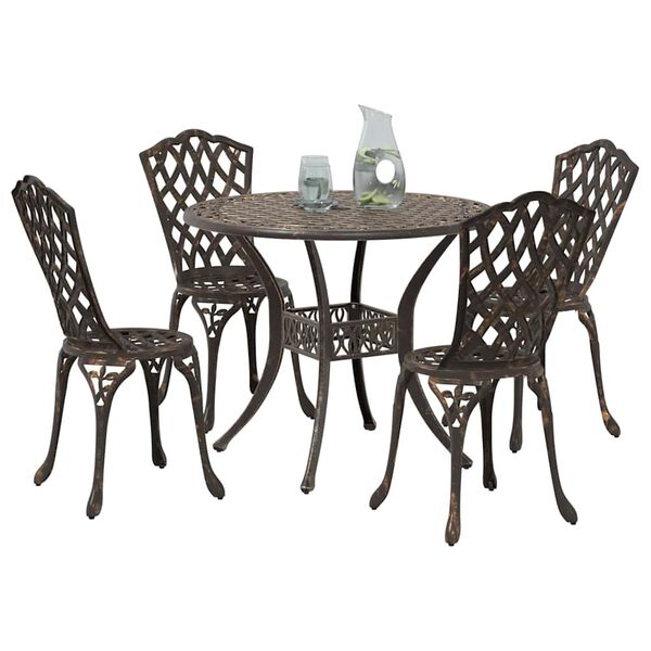 vidaXL Set da Pranzo per Giardino 5 pcs Bronzo 90 x 90 x 75 cm