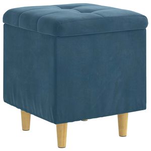 vidaXL Pouf contenitore con cuscino Blu 40 x 40 x 45 cm Velluto