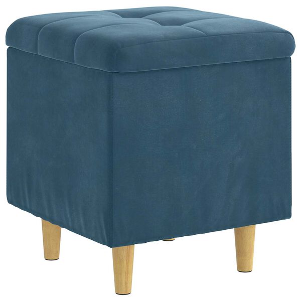 vidaXL Pouf contenitore con cuscino Blu 40 x 40 x 45 cm Velluto