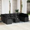 vidaXL Set di divani con cuscino 10 pcs Nero polyrattan