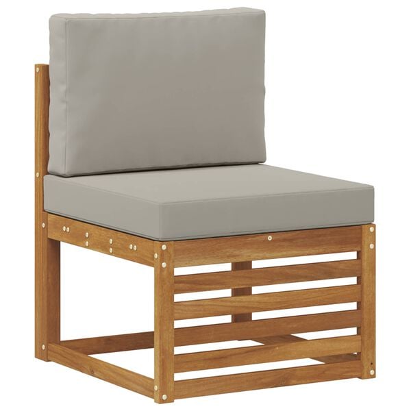 vidaXL Set divano sezionale con cuscino 7 pcs Grigio Naturale e Chiaro