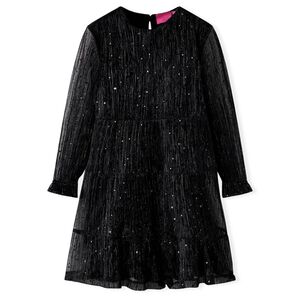 vidaXL Abito per Bambine a Maniche Lunghe Nero 104