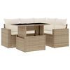 vidaXL Set Divano da Giardino 5 pz con Cuscini Beige in Polyrattan