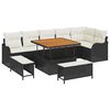 vidaXL Set Divano da Giardino 9 pz 8-Numero di posti Nero e Crema