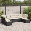 vidaXL Set Divano da Giardino 7 pcs Nero e Crema Polyrattan