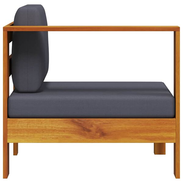 vidaXL Divano Centrale con 1 Bracciolo Grigio Scuro Massello d'Acacia