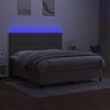 vidaXL Letto a Molle con Materasso e LED Tortora 180x200 cm in Tessuto