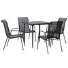 vidaXL Set da Pranzo da Giardino 5 pz Nero in Acciaio e Textilene