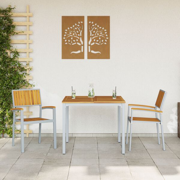 vidaXL Set da Pranzo per Giardino 3 pcs Grigio e marrone