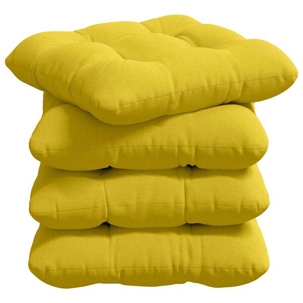 vidaXL Cuscini per Seduta 4 pcs Giallo Chiaro 45 x 45 x 12 cm Tessuto