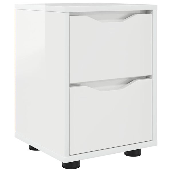 vidaXL Comodino Bianco Lucido 30,5 x 30 x 43 cm Legno multistrato