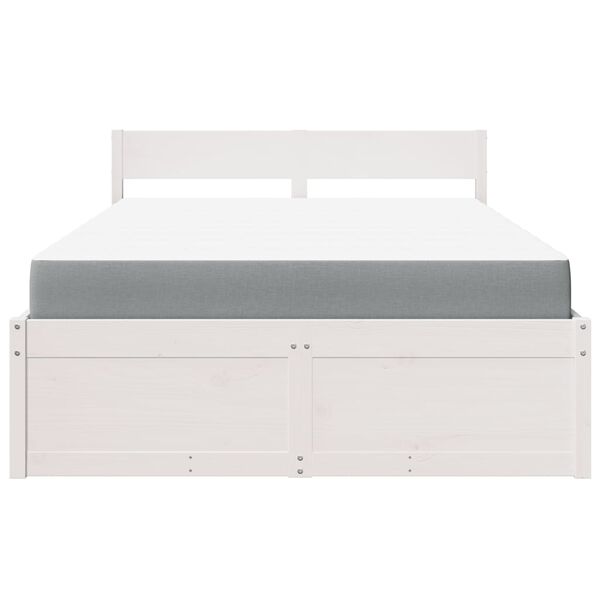 vidaXL Letto Cassetti e Materasso Bianco 120x190cm Legno Massello Pino