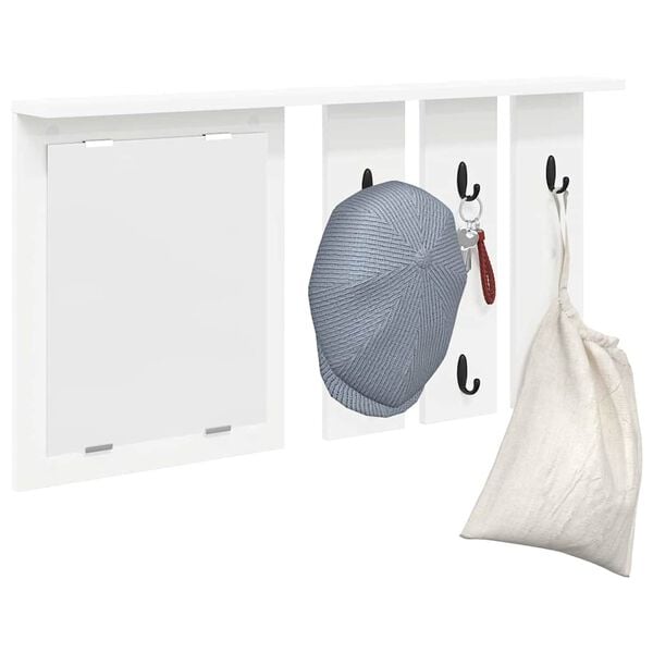 vidaXL Appendiabiti a muro Bianco 85 x 10 x 45 cm Legno multistrato