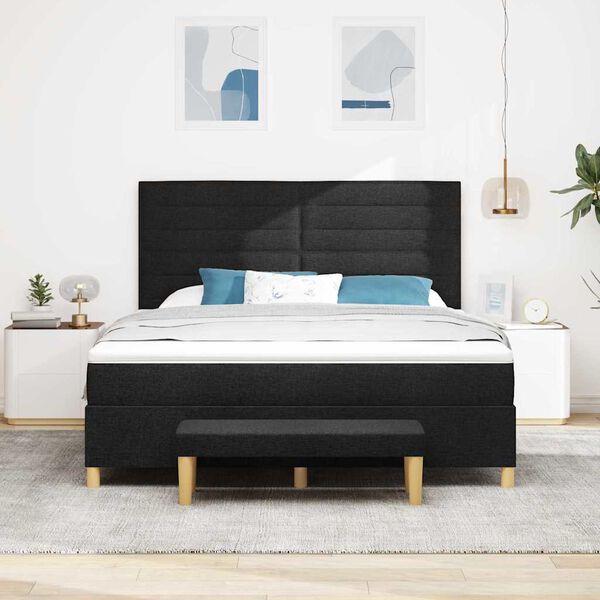 vidaXL Letto a molle con materasso Nero 180 x 200 cm Tessuto
