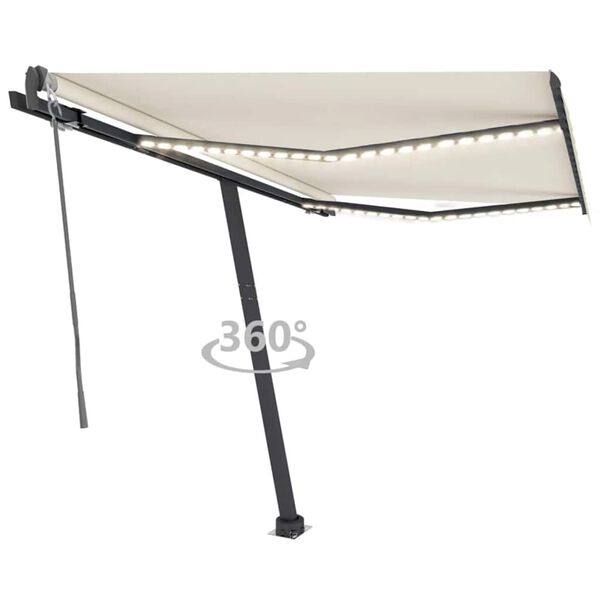 vidaXL Tenda Automatica con Sensore Vento e LED 300x250 cm Crema