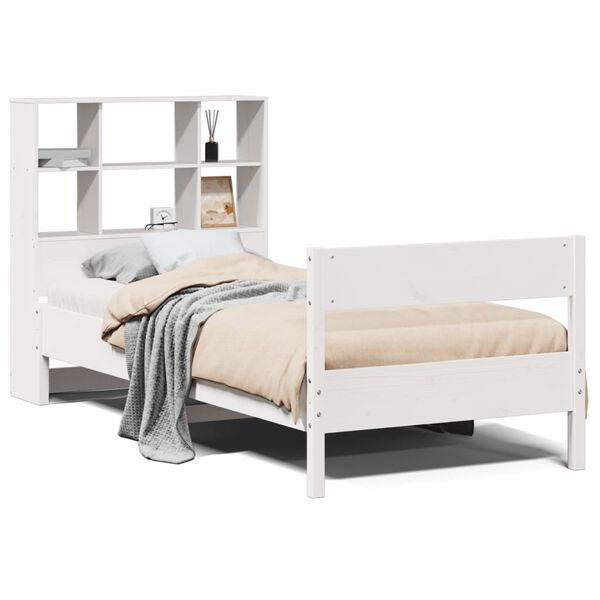 vidaXL Letto Libreria senza Materasso Bianco 90x190 cm Massello Pino