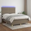 vidaXL Letto a Molle con Materasso e LED Tortora 140x200 cm in Tessuto