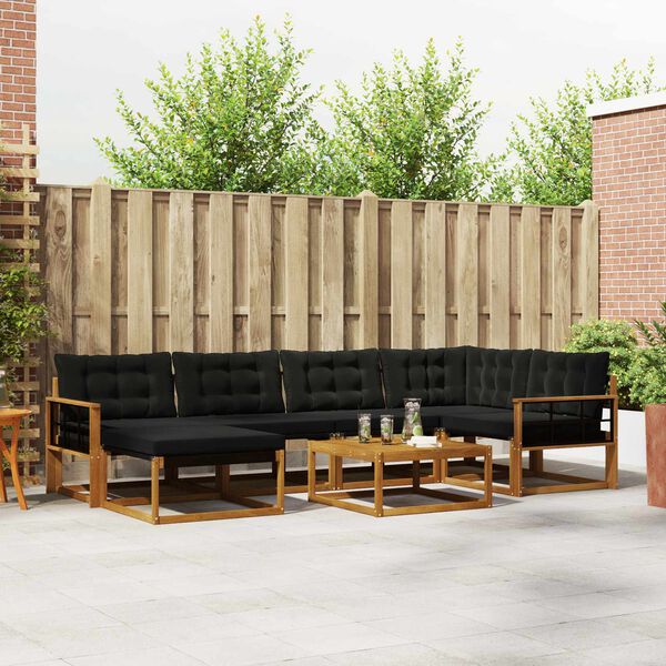 vidaXL Set di divani da esterno con cuscino 19 pcs Naturale e Nero