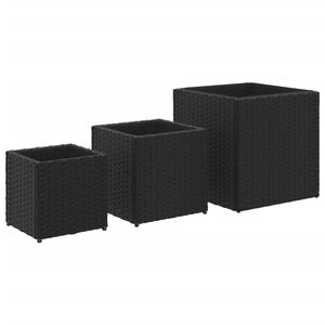 vidaXL Fioriere da Giardino 3 pz Nere in Polyrattan