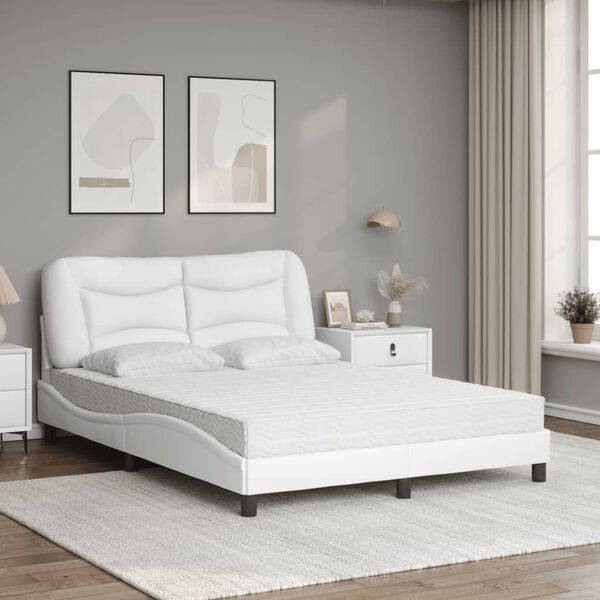 vidaXL Letto con Materasso Hvar Bianco 120x200 cm in Similpelle