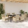 vidaXL Set da Pranzo per Giardino con cuscino 7 pcs Beige polyrattan