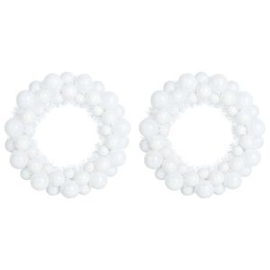 vidaXL Corone di Palline di Natale 2 pz Bianco 33 x 33 x 7 cm