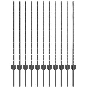 vidaXL Palo per recinzione interrato 11 pcs Grigio 140 cm