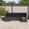 vidaXL Set Divano da Giardino con cuscino Nero polyrattan