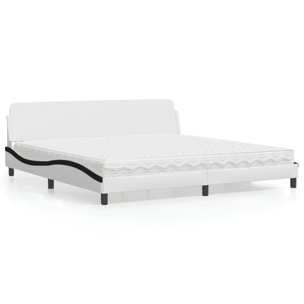 vidaXL Letto con Materasso Dover Bianco e Nero 200x200cm in Similpelle