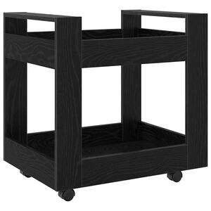 vidaXL Carrello da Scrivania Rovere Nero 60 x 45 x 60 cm