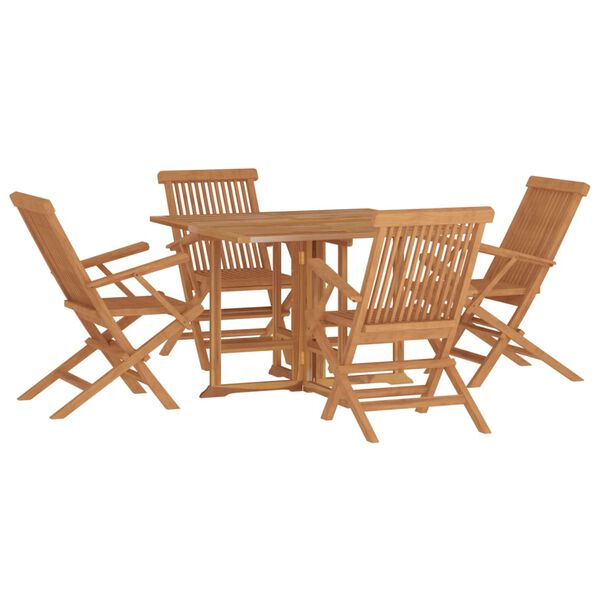 vidaXL Set da Pranzo Pieghevole per Esterni 5pz Legno Massello di Teak