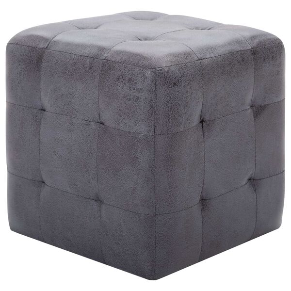 vidaXL Pouf 2 pz Grigio 30x30x30 cm in Similpelle Scamosciata