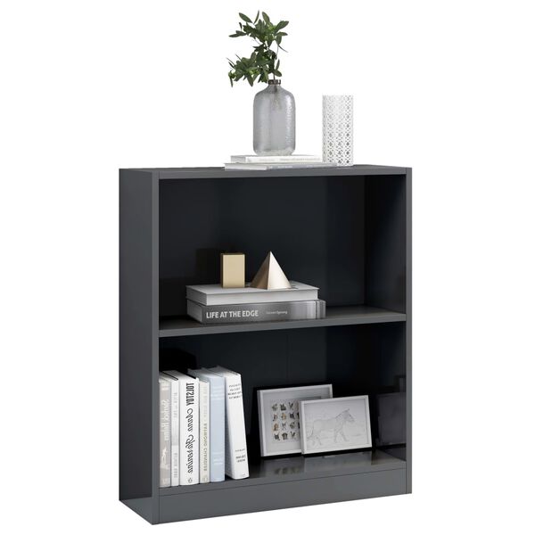 vidaXL Libreria Grigio Lucido 60x24x76 cm in Legno Multistrato