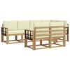 vidaXL Set di divani da esterno 7 pz Bianco e Crema Poliestere