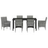 vidaXL Set da Pranzo per Giardino con cuscino 7 pcs Grigio polyrattan