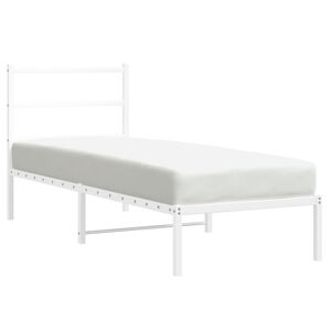 vidaXL Giroletto senza Materaso con Testiera Metallo Bianco 75x190 cm
