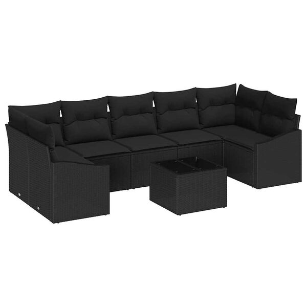 vidaXL Set di divani con cuscino Nero 55 x 55 x 37 cm polyrattan