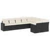 vidaXL Set Divani da Giardino 9 pz con Cuscini Nero in Polyrattan