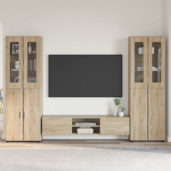 vidaXL Set mobile TV con cassetto Rovere Sonoma Legno multistrato
