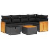 vidaXL Set Divani da Giardino con Cuscini 7pz Nero Polyrattan