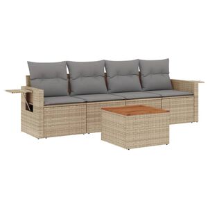 vidaXL Set Divano da Giardino 5 pz con Cuscini Beige in Polyrattan
