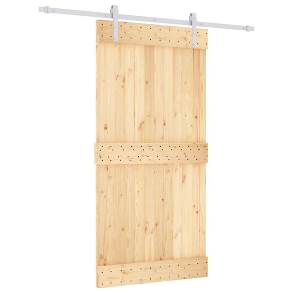 vidaXL Porta Scorrevole con Set Hardware 100x210cm Legno Massello Pino